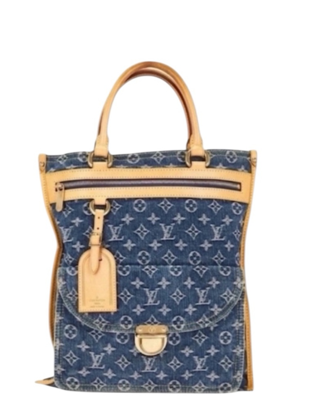 Louis Vuitton Denim Sac Plat Bag-EUC